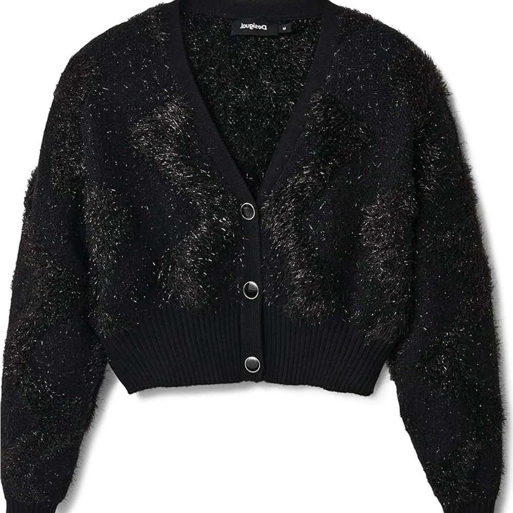 Desigual Black Textured Cardigan Sweater